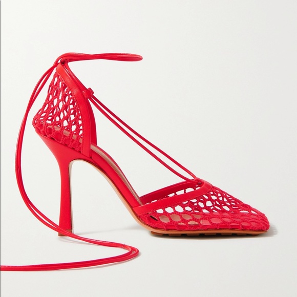 Bottega Veneta Shoes - Bottega Veneta Red Mesh Heels